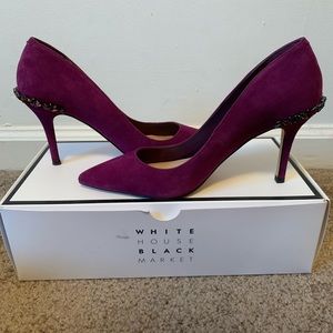 Purple suede pumps